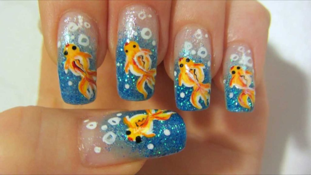 Nail art aquarium